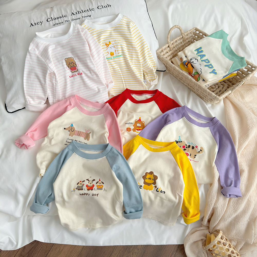 【A类纯棉亏米福利】儿童时尚插肩长袖T恤春秋季韩版打底衣