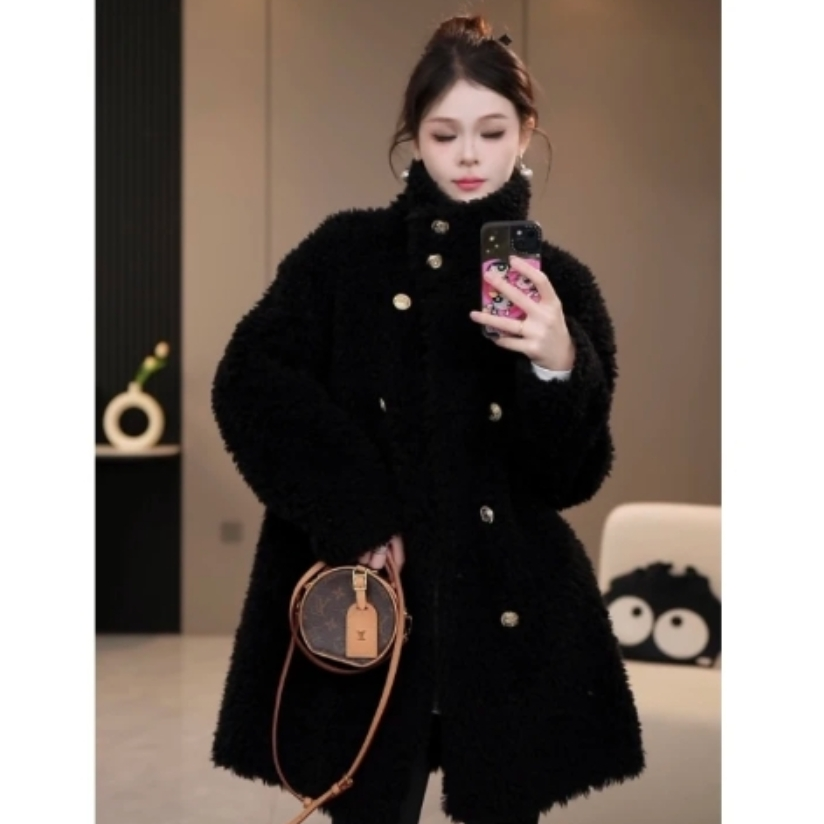 新款冬季双排扣时尚休闲宽松女士外套xx