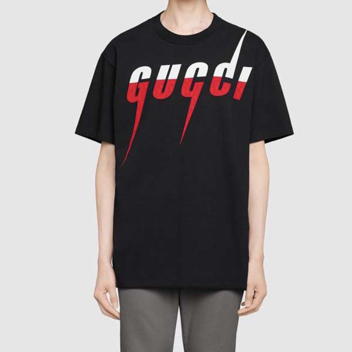 99新 GUCCI/古驰 9581/GUCCI黑色圆领直短袖T恤/S-XL码/全新带吊