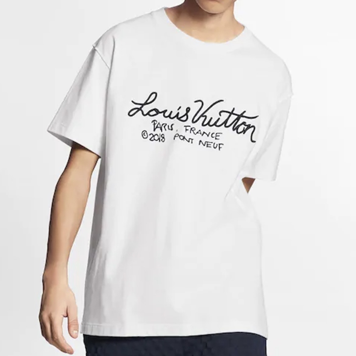 99新 LouisVuitton/路易威登 9237/白色印花短袖T恤/XXL码/99新