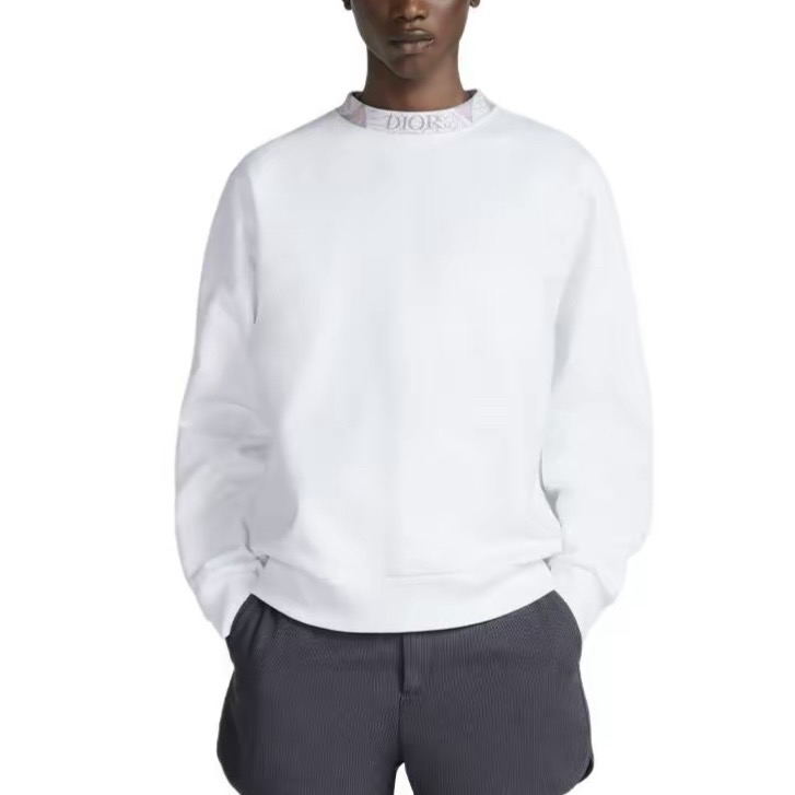 8791/DIOR SS23 白色领口印花长袖卫衣/M码/全新带吊剪标存放痕迹