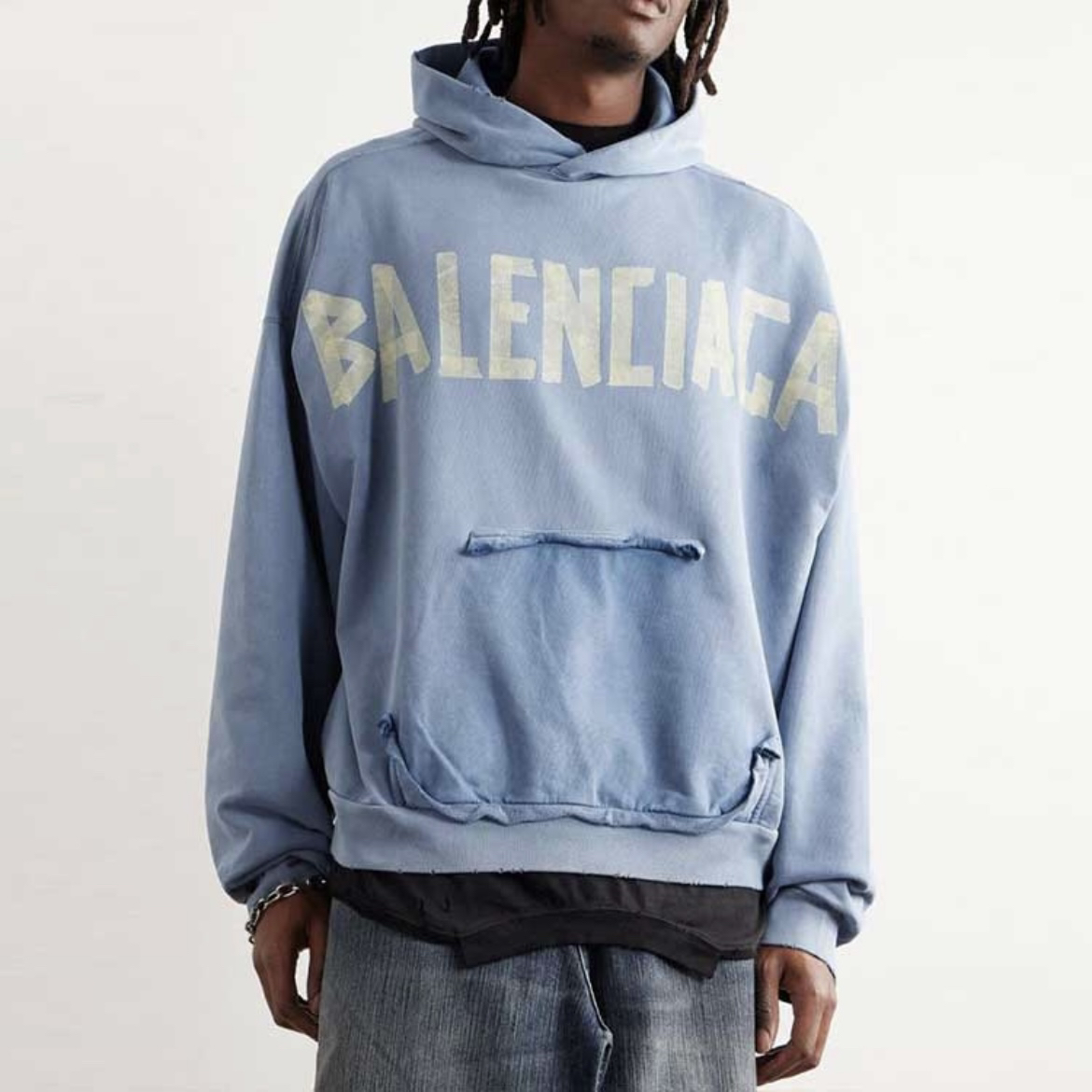 99新 Balenciaga/巴黎世家 8201/Balenciaga蓝色破洞logo胶带贴纸