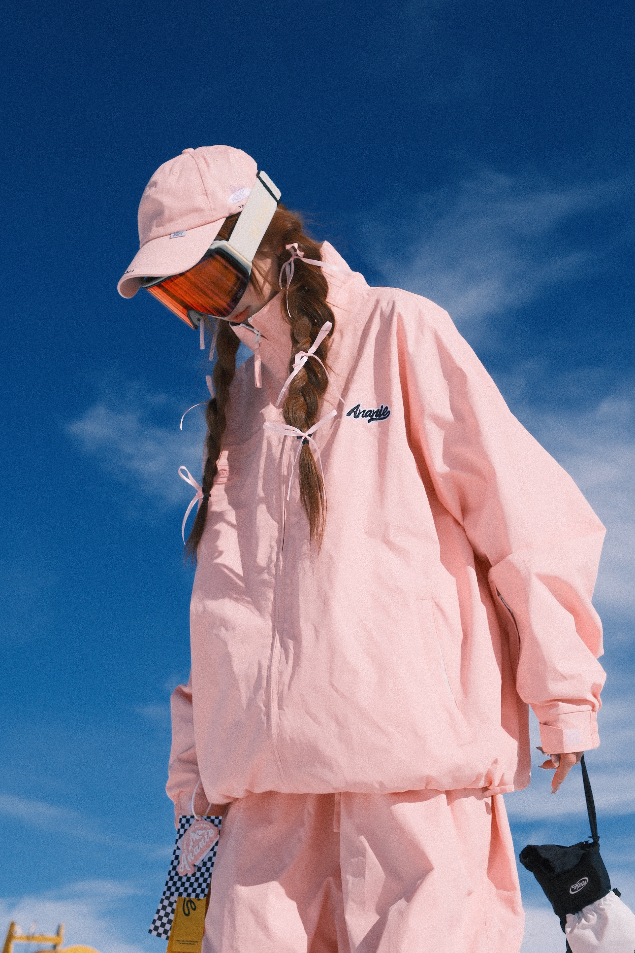 ANANIE原创单板滑雪服套装粉色情侣杜邦加绒滑雪服