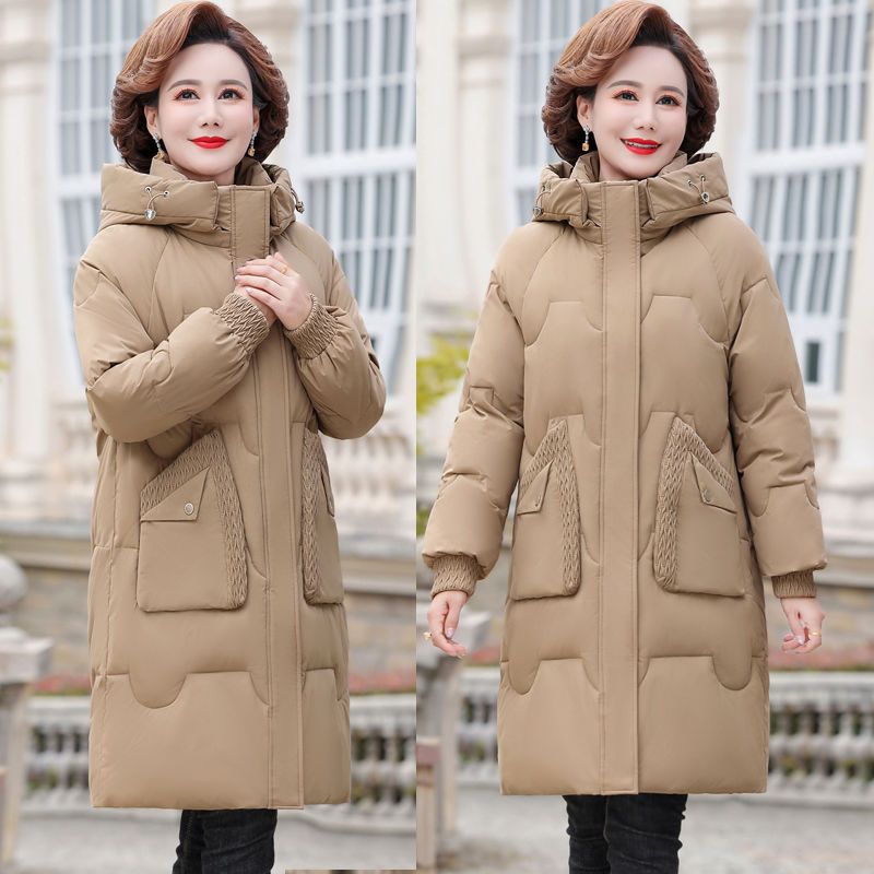雅鹿2022新款冬季羽绒羽绒服女妈妈装加肥加大版中长款棉衣棉袄保