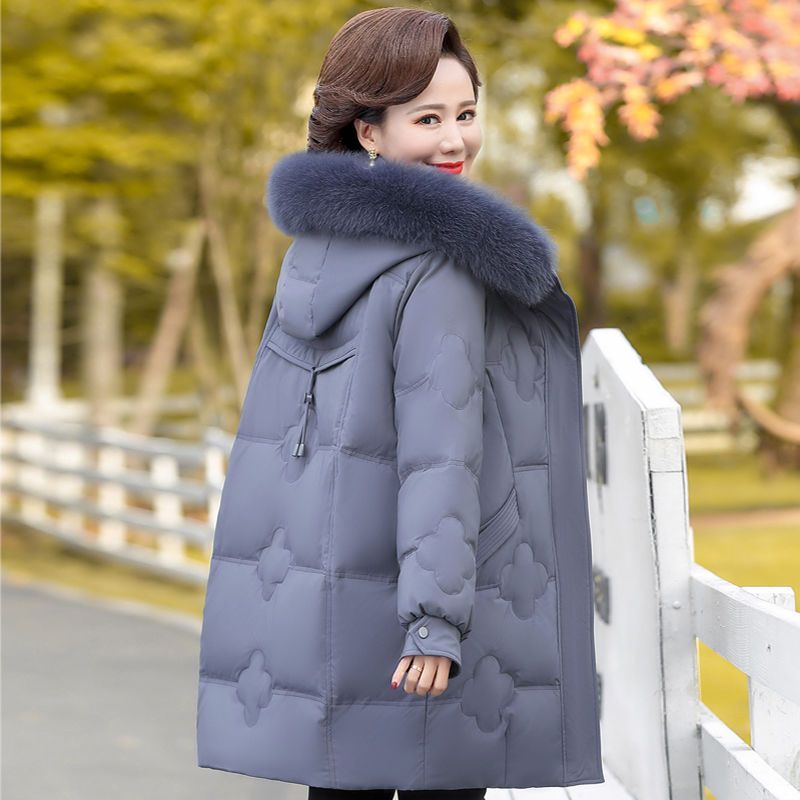 雅鹿中年妈妈冬装羽绒羽绒服50岁外套洋气棉衣中老年女装加绒加厚