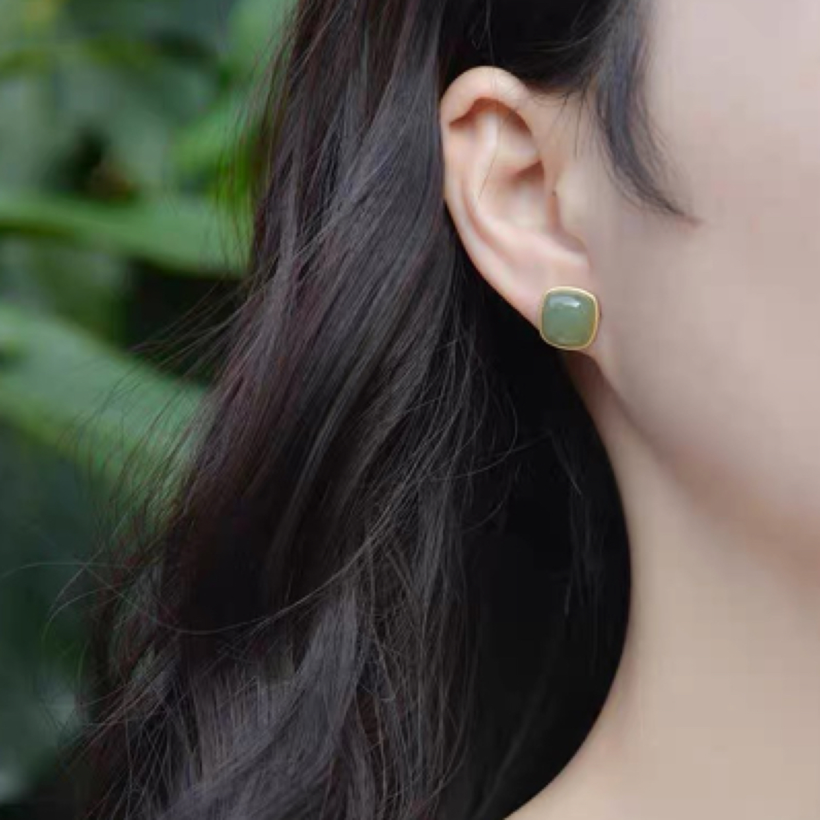 嵌套和田玉小方糖耳圈耳钉女2023简约精致高级小众送闺蜜送女友