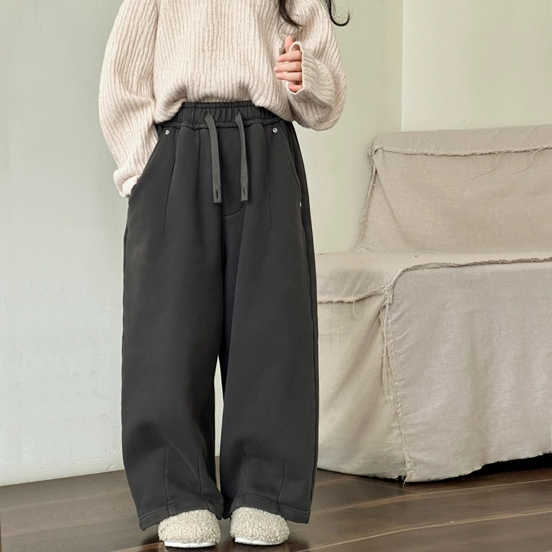 女童裤子秋冬款2025新款儿童阔腿休闲裤宽松加绒香蕉镰刀直筒卫裤