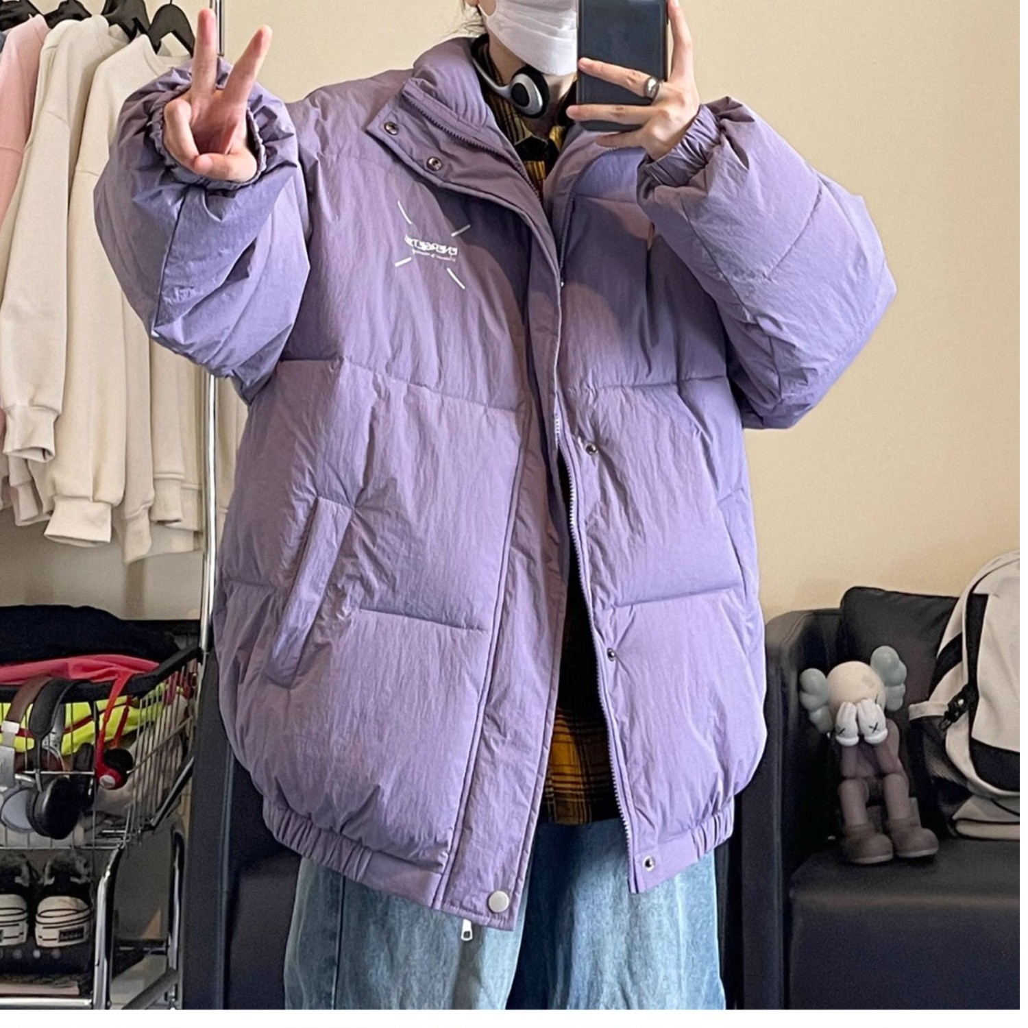 1601-1800号慵懒风大码中性风棉衣棉服