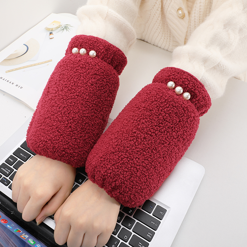 短款毛绒袖套棉衣袖头女款冬季加厚保暖套袖办公室上班防脏护袖头