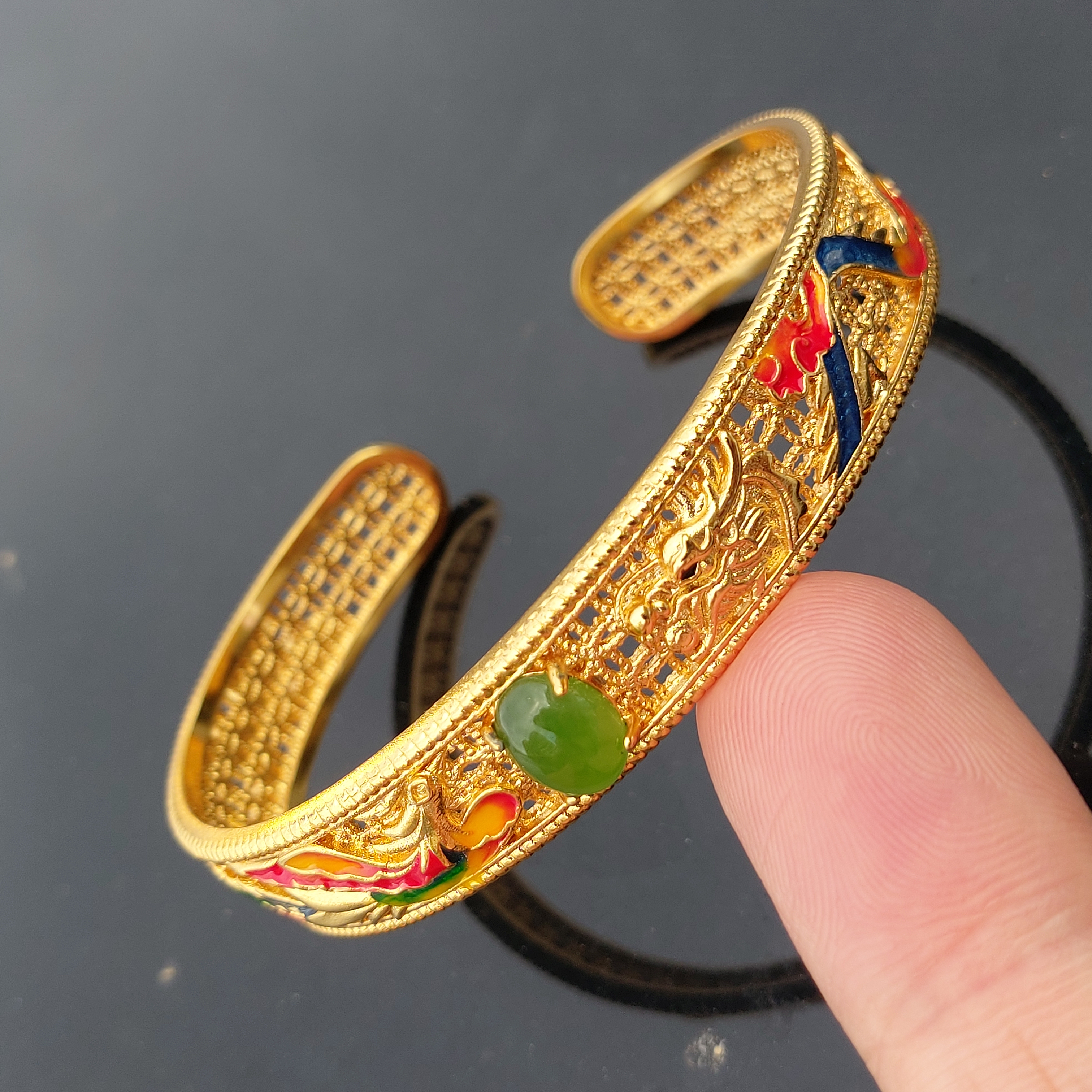 （龙总推荐）-17/龙凤呈祥款时尚国风手镯（基地质检+证书+礼盒）