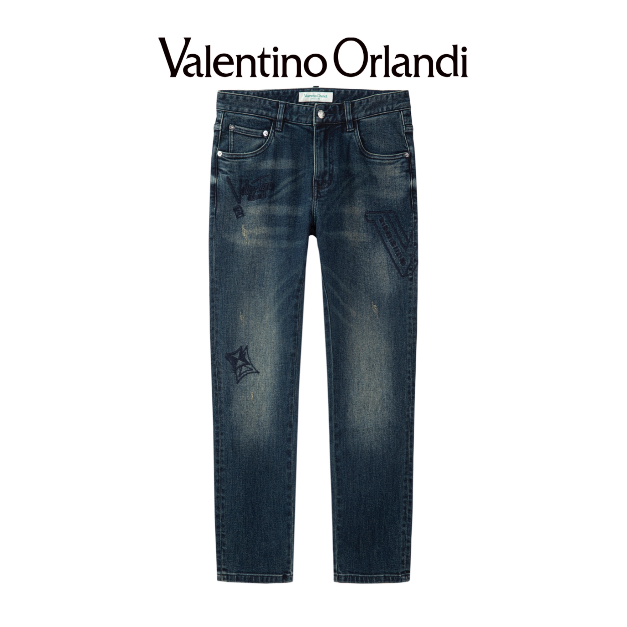 华伦天奴.奥兰迪男士秋季时尚百搭刺绣小直筒牛仔裤1VK252128