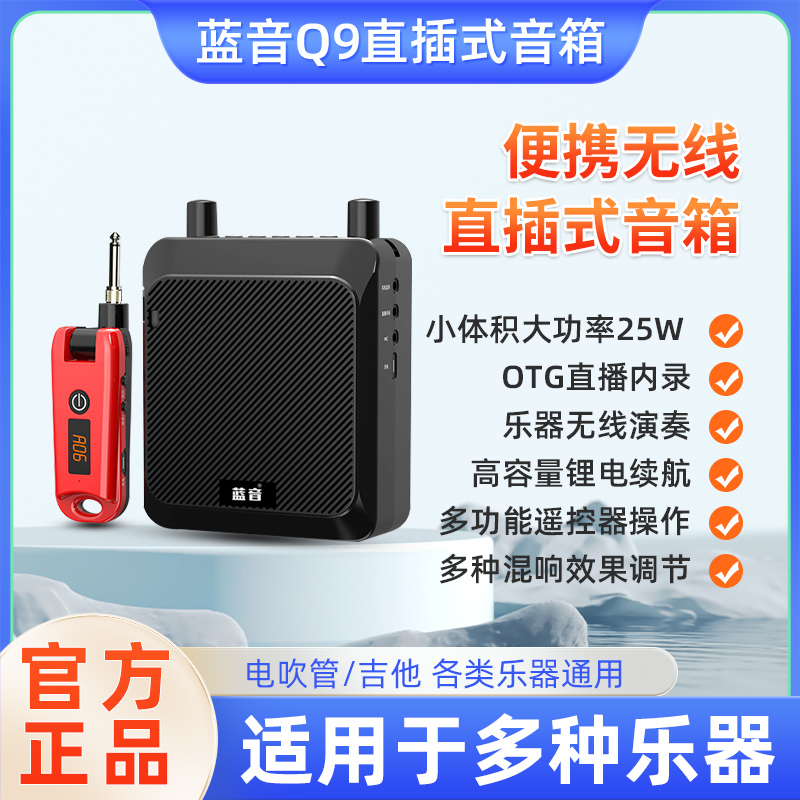 蓝音Q9电吹管音箱无线便携大功率雅佳罗兰声卡内录吉他音响