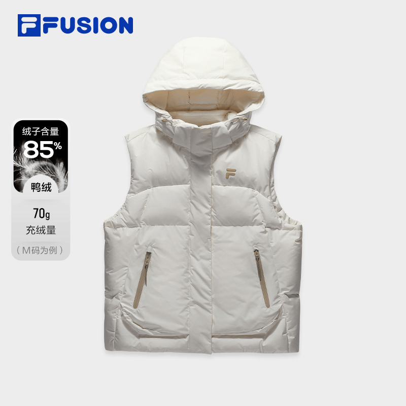 FILA FUSION时尚百搭秋冬羽绒马甲保暖外穿短款上衣 T11W441901F
