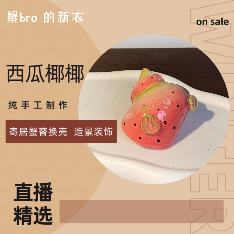 “西瓜椰椰”寄居蟹手工替换壳原创纯手工制作造景装饰
