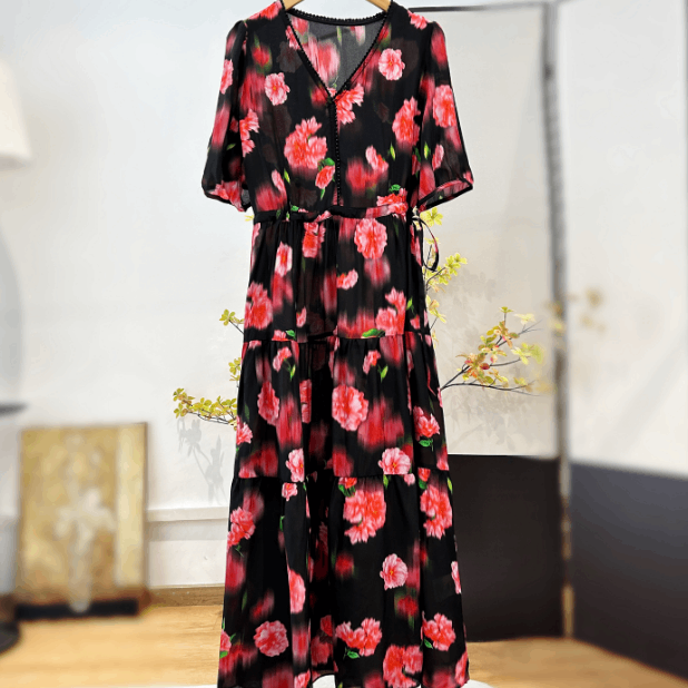 【萨拉迪恩】桑蚕丝度假时尚百搭宽松显瘦气质轻奢女装连衣裙