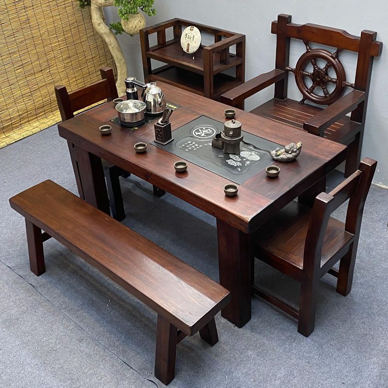 老船木茶桌椅高端实木小型茶台功夫泡茶几一体式家用茶台特价清仓