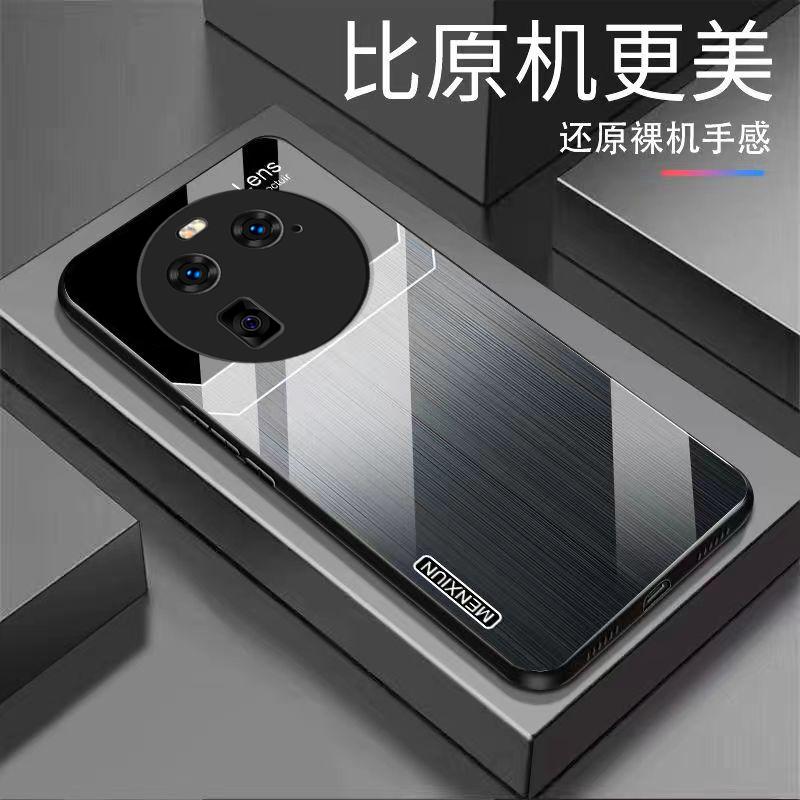 OPPOfindx6手机壳oppoFINDX6玻璃拉丝英文商务男款时尚保护套复古