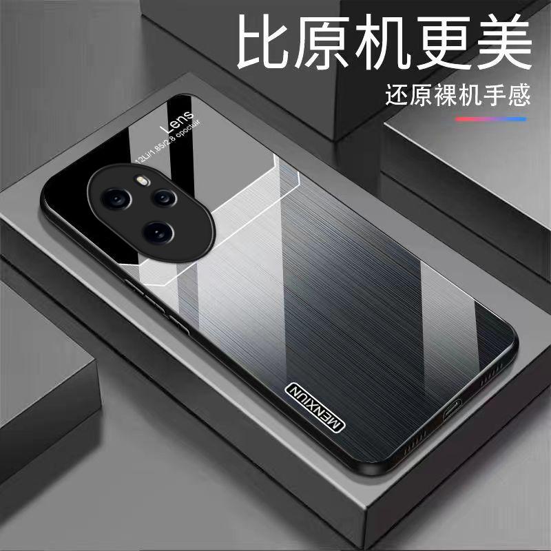 荣耀100pro手机壳HONOR100PRO玻璃拉丝英文商务男款时尚保护套复