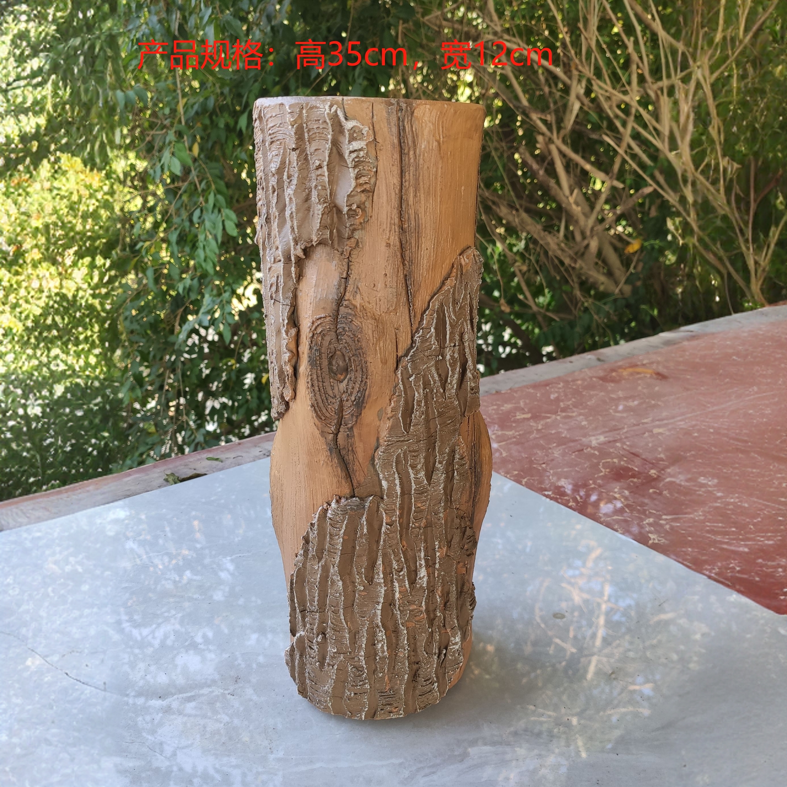 大号木纹花盆清仓木头复古水泥花盆家用木质源头工厂，纯手工制作，