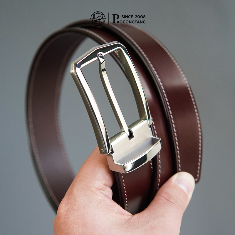 简约商务休闲百搭男士手工牛皮皮带腰带定制 【MJ51钢制扣+马具】
