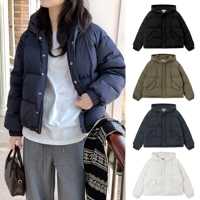 Miss sumeyY3625自制短款白鸭绒棉服冬季加厚小个子面包服外套