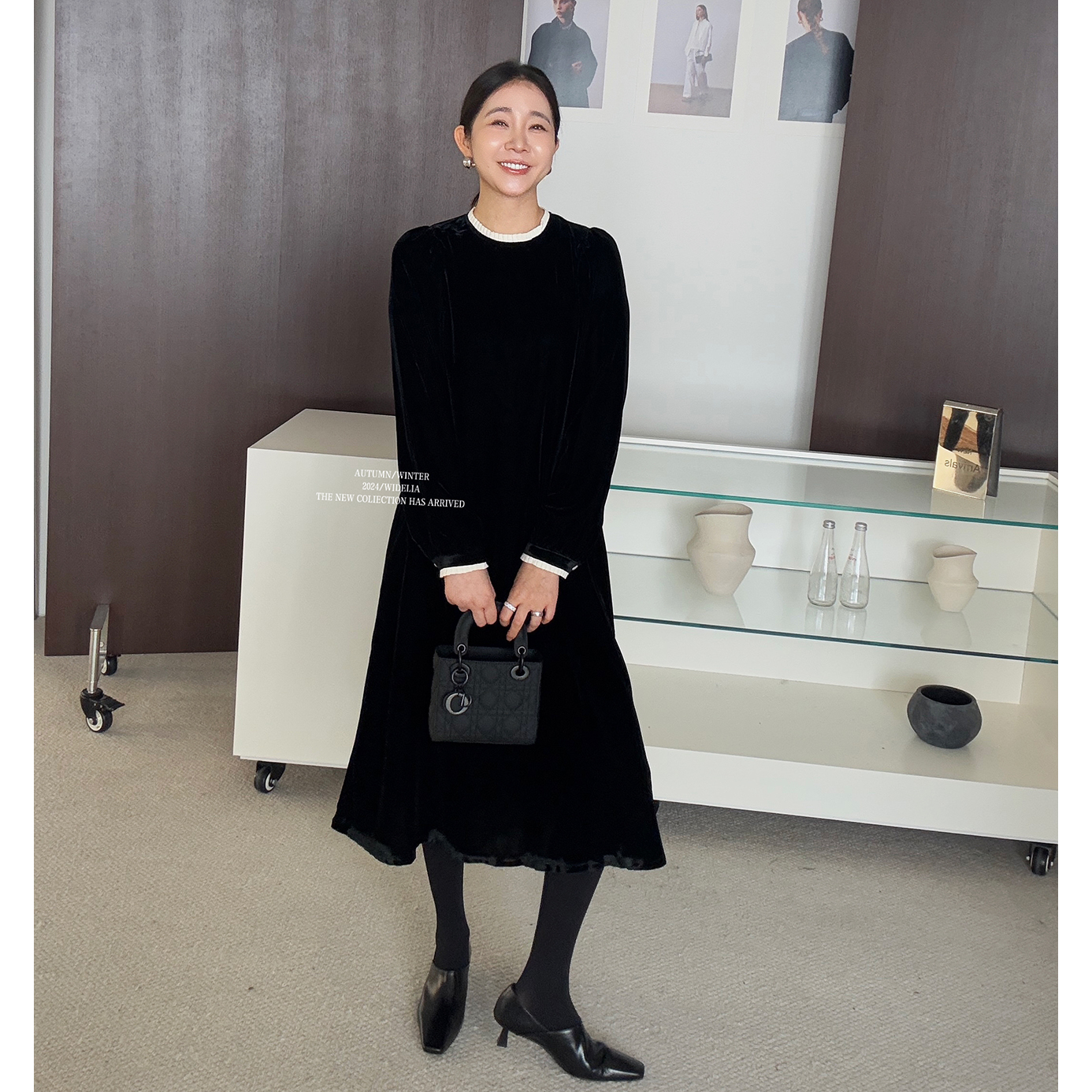 wideli2023秋冬新款韩版小香风百搭名媛精致法式气质连衣裙 9297