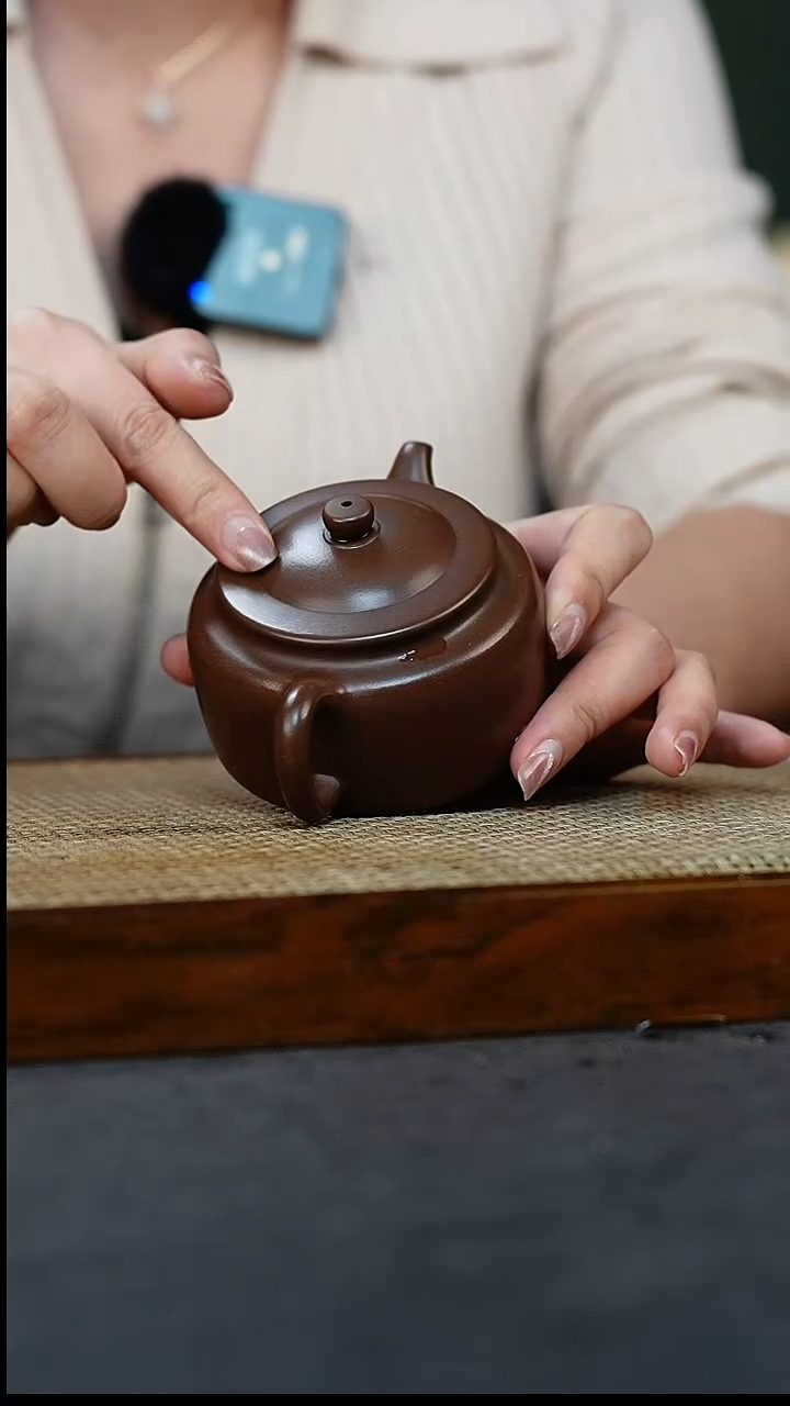 【闪购商品】紫砂茶壶扁玉 紫泥 200 花艺