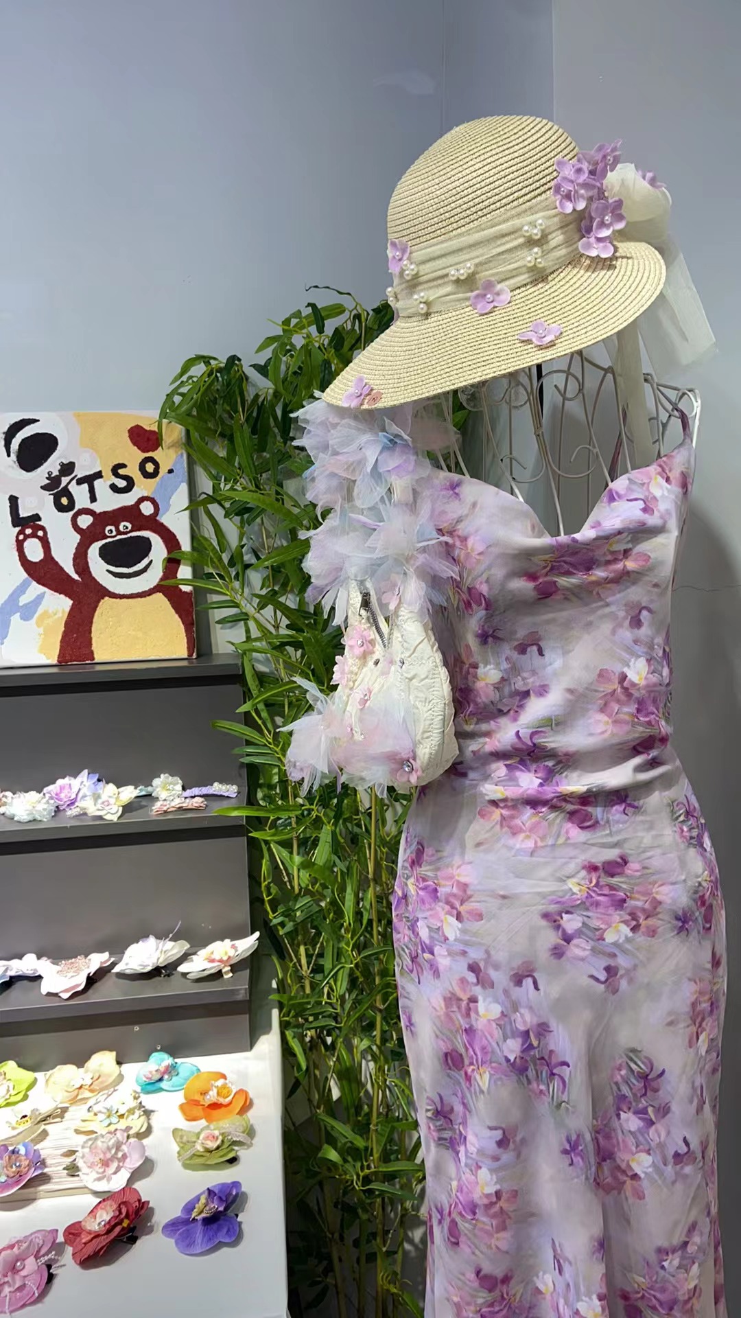 小妹妹直播间专用网红皇冠花朵配饰蕾丝紫色小众设计感时尚百搭