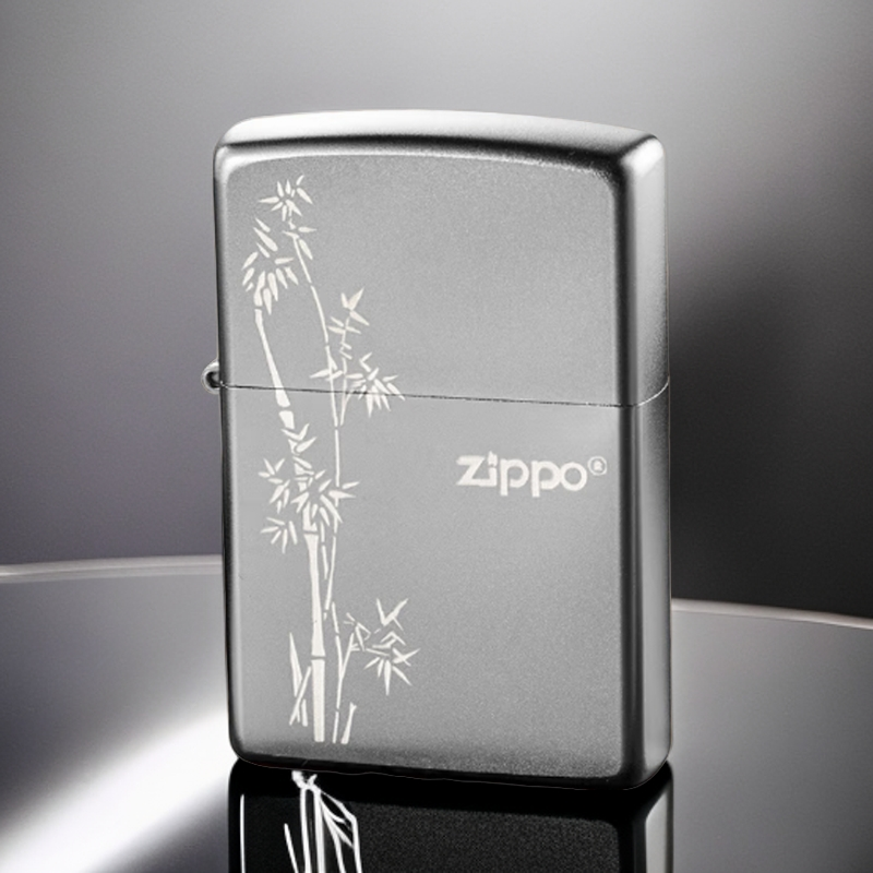 【优选】zippo打火机205磨砂镀铬步步高升君子竹DY9902US