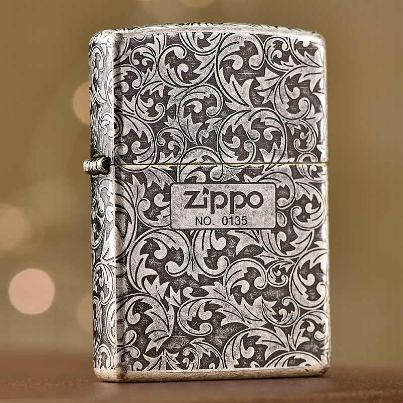 zippo打火机正版原装正品限量版古银五面唐草/盔甲古银唐草