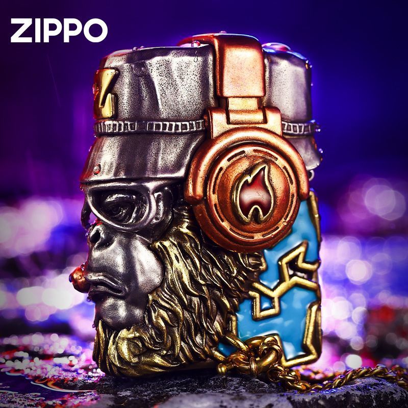 Zippo防风煤油打火机 嘻哈大圣夜光版重盔赛博