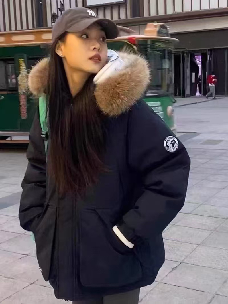 宽松常规款加厚女秋冬中长款保暖棉衣拉链外套棉服潮流