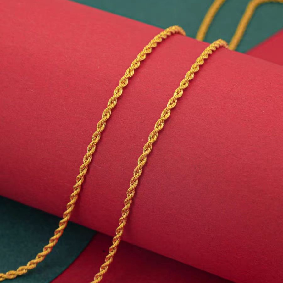 中国黄金 18K金麻花素链时尚气质百搭精美项链礼物送女友F009