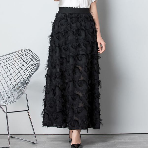 半身裙2023新款毛毛半身裙毛茸茸流苏A字裙半身裙大码长裙超仙