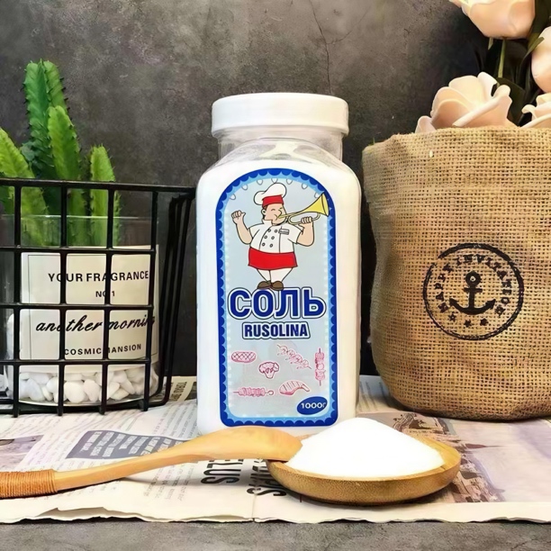 俄罗斯进口食用盐يود قۇشۇلمىغان تۇز无碘盐厨房调味品1000克装