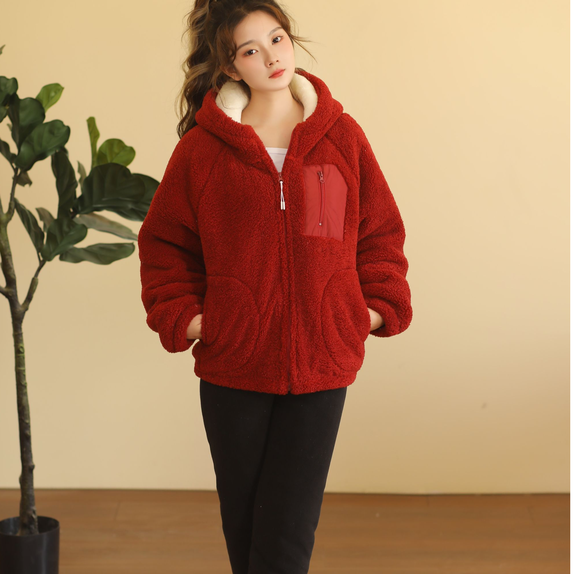 2024新款麦穗絾韩版时尚休闲保暖家居服秋冬套装