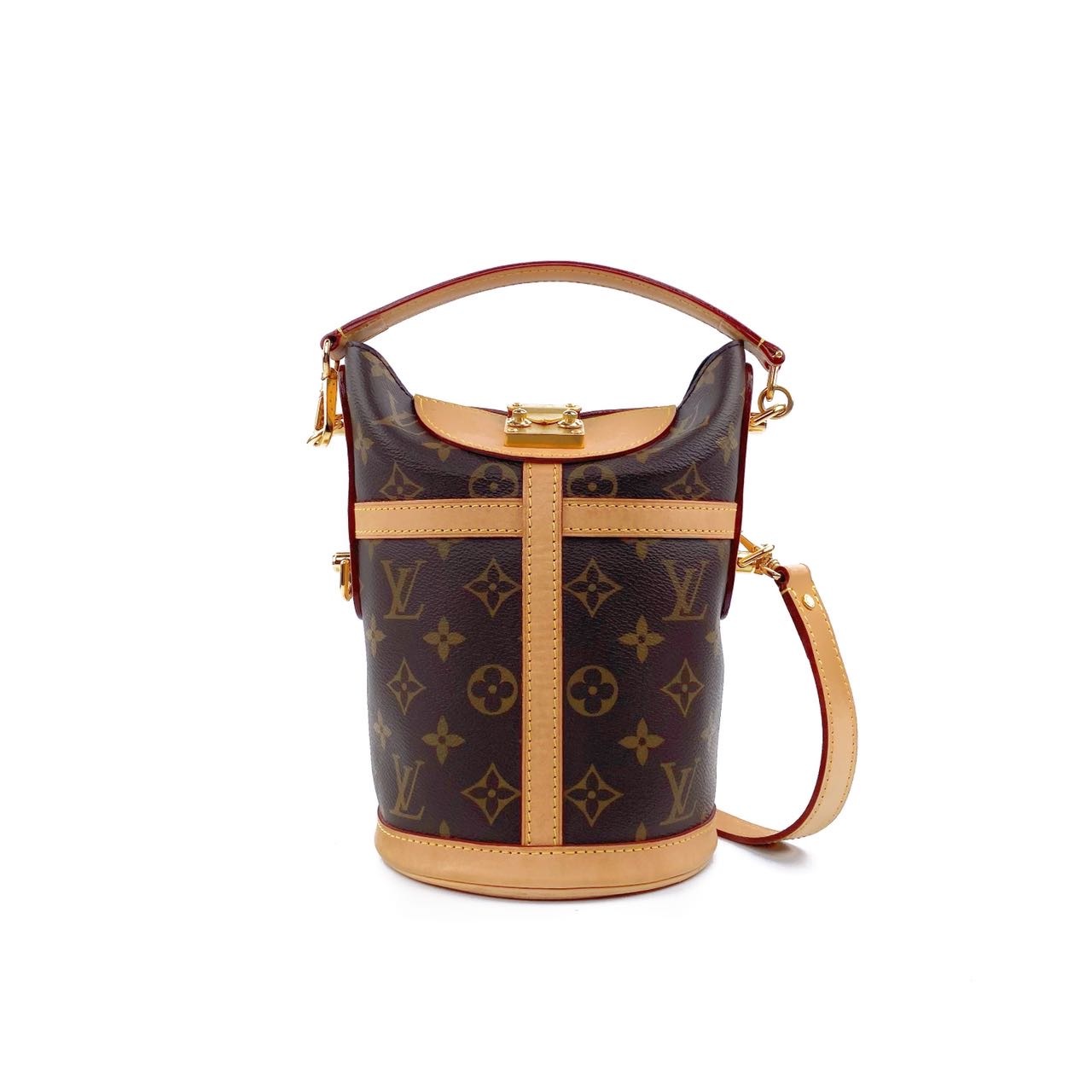 95新 LouisVuitton/路易威登 老花牛皮duffle锁扣薯条包