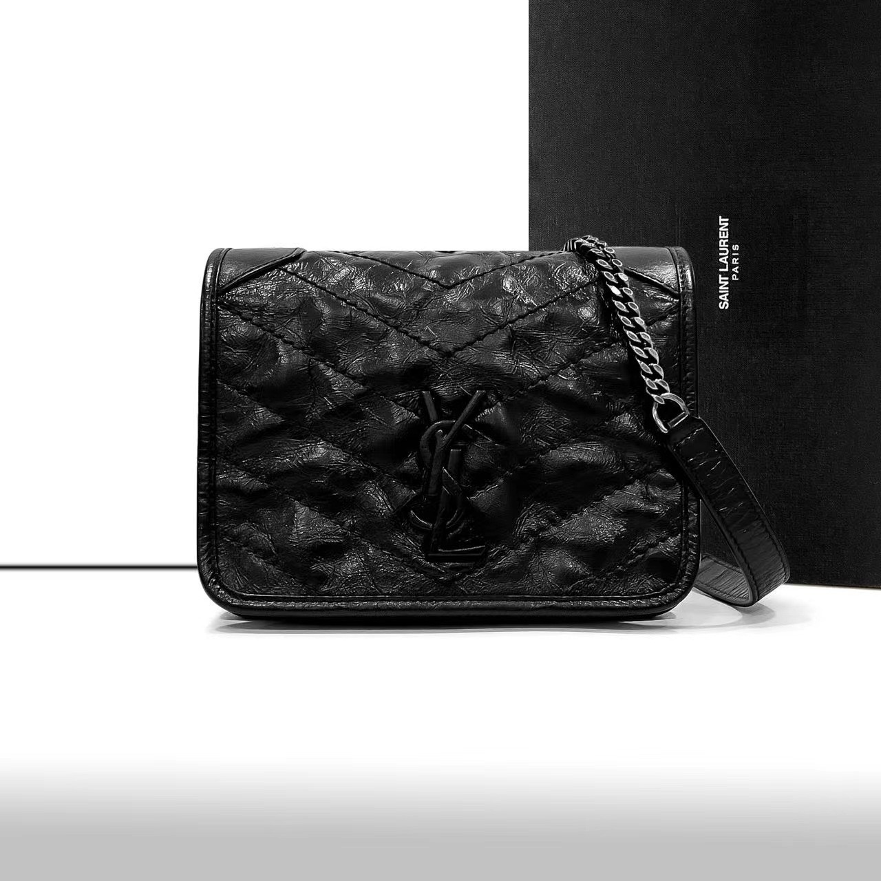 99新 YSL/圣罗兰 黑色Niki迷你单肩包