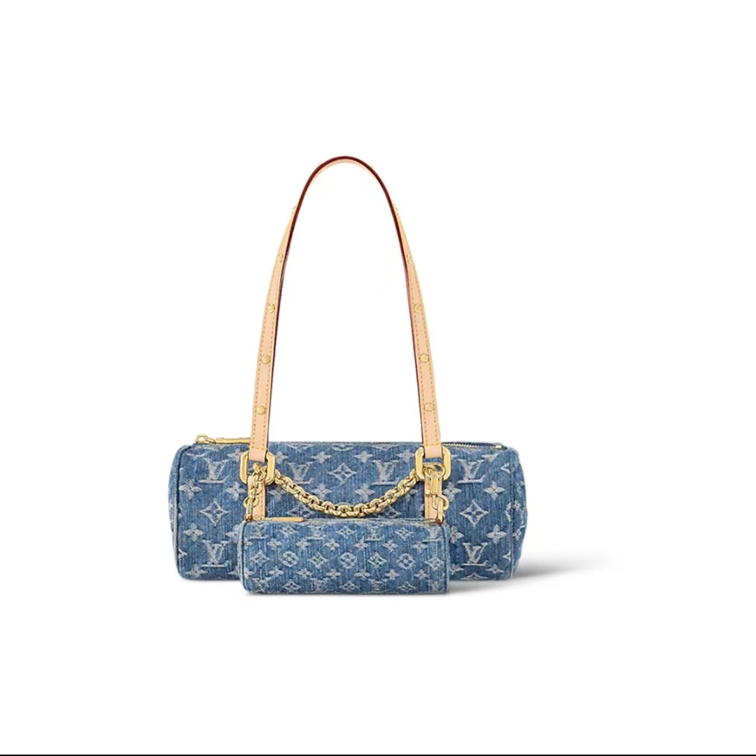 99新 LouisVuitton/路易威登 经典字母图案拉链牛仔子母包