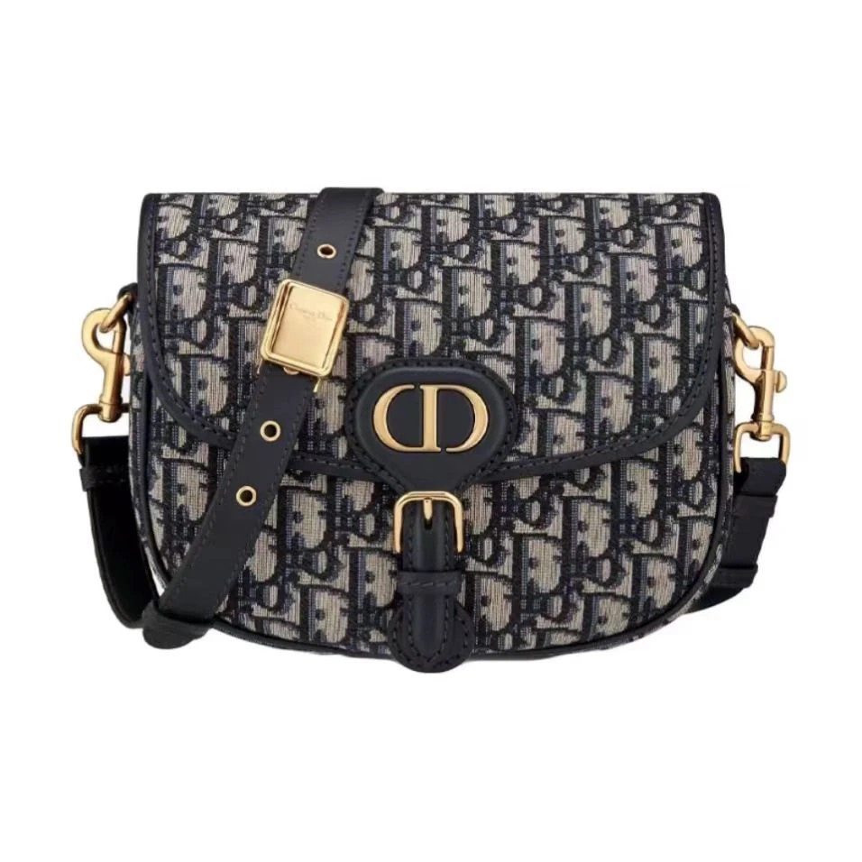 99新 DIOR/迪奥 老花帆布bobby马鞍包中号