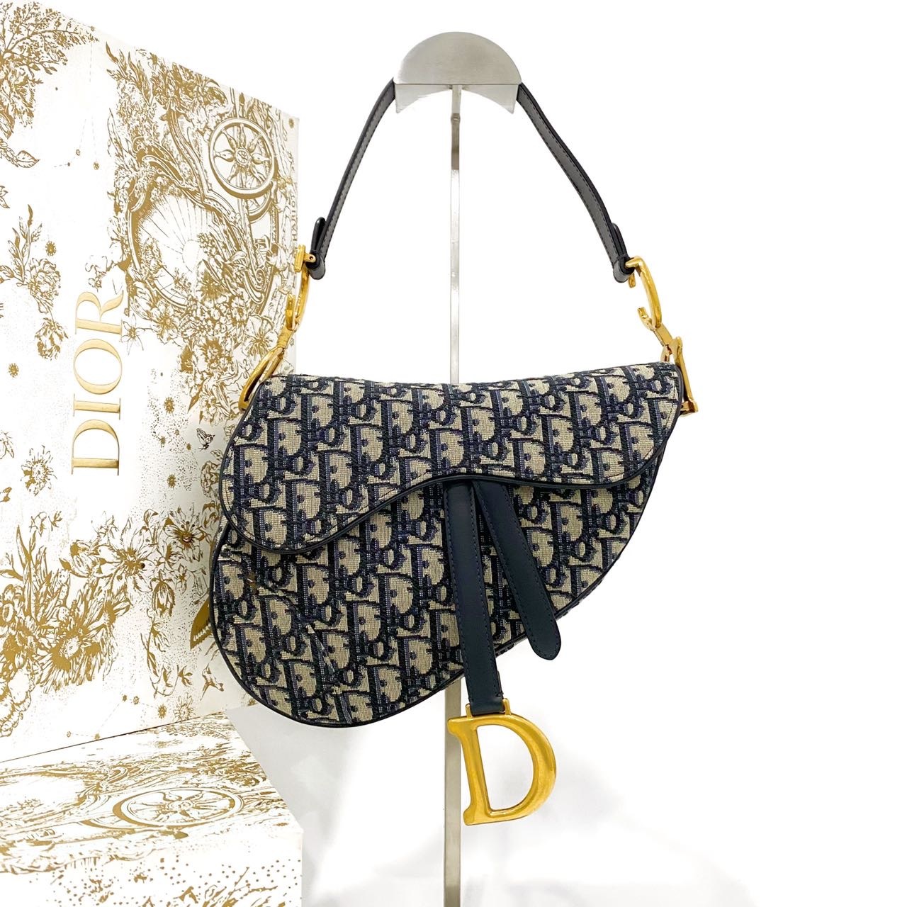 99新 DIOR/迪奥 马鞍中号老花经典手提包