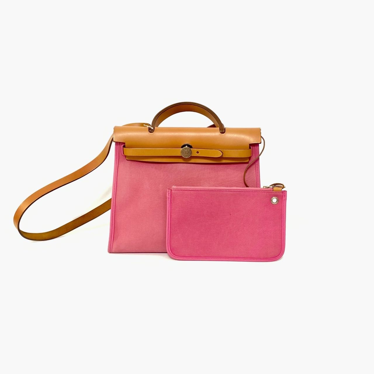 95新 Hermes/爱马仕 herbag31惊艳粉 框P刻