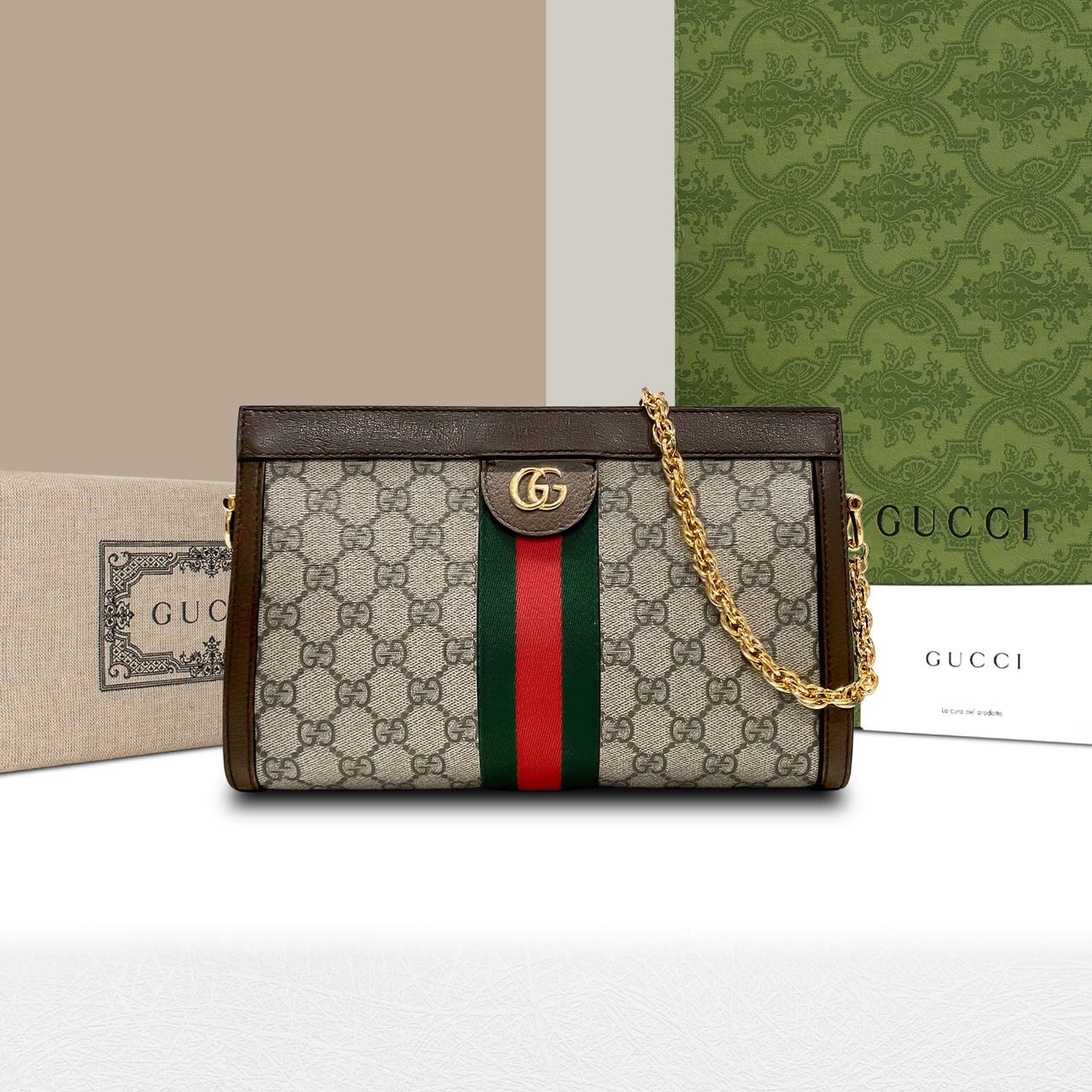99新 GUCCI/古驰 小号/迷你 op夹子信封链条包【精选专属】