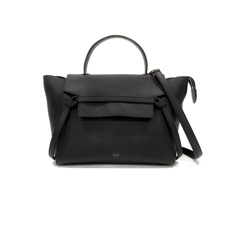 95新 Celine/思琳 黑色牛皮鲶鱼包手提包单肩包