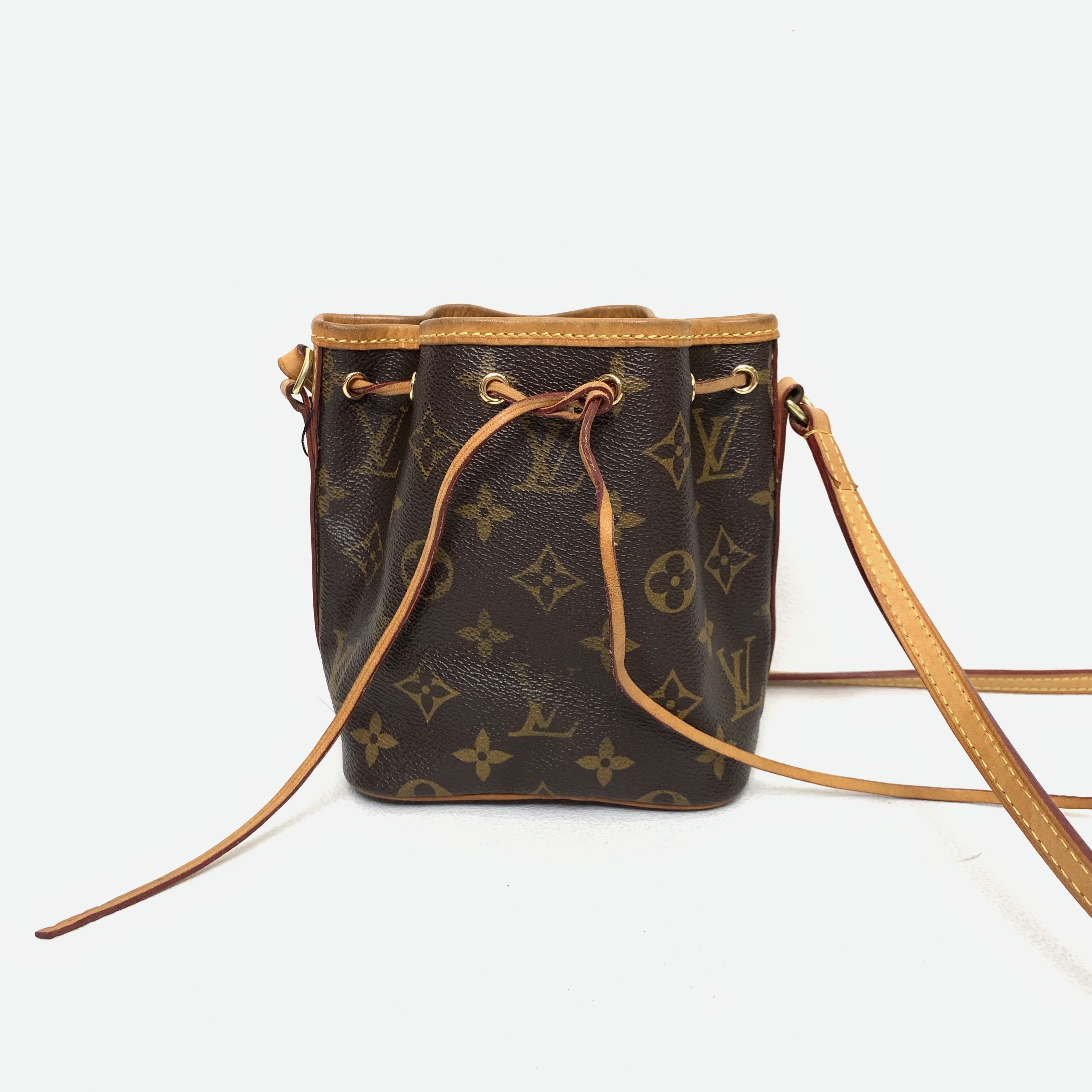 99新 LouisVuitton/路易威登 老花抽绳水桶包noe nano