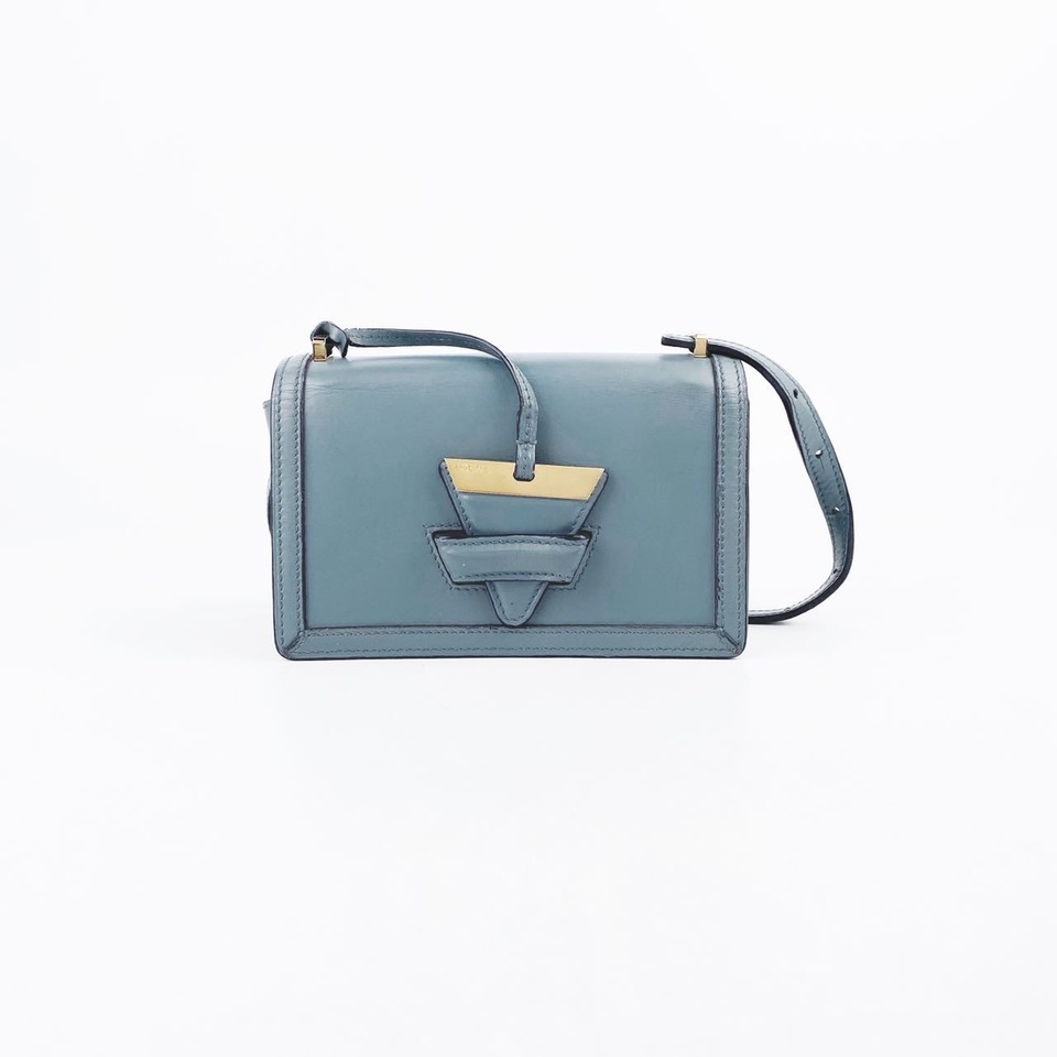 95新 LOEWE/罗意威 雾霾蓝色金标巴塞罗那单肩包