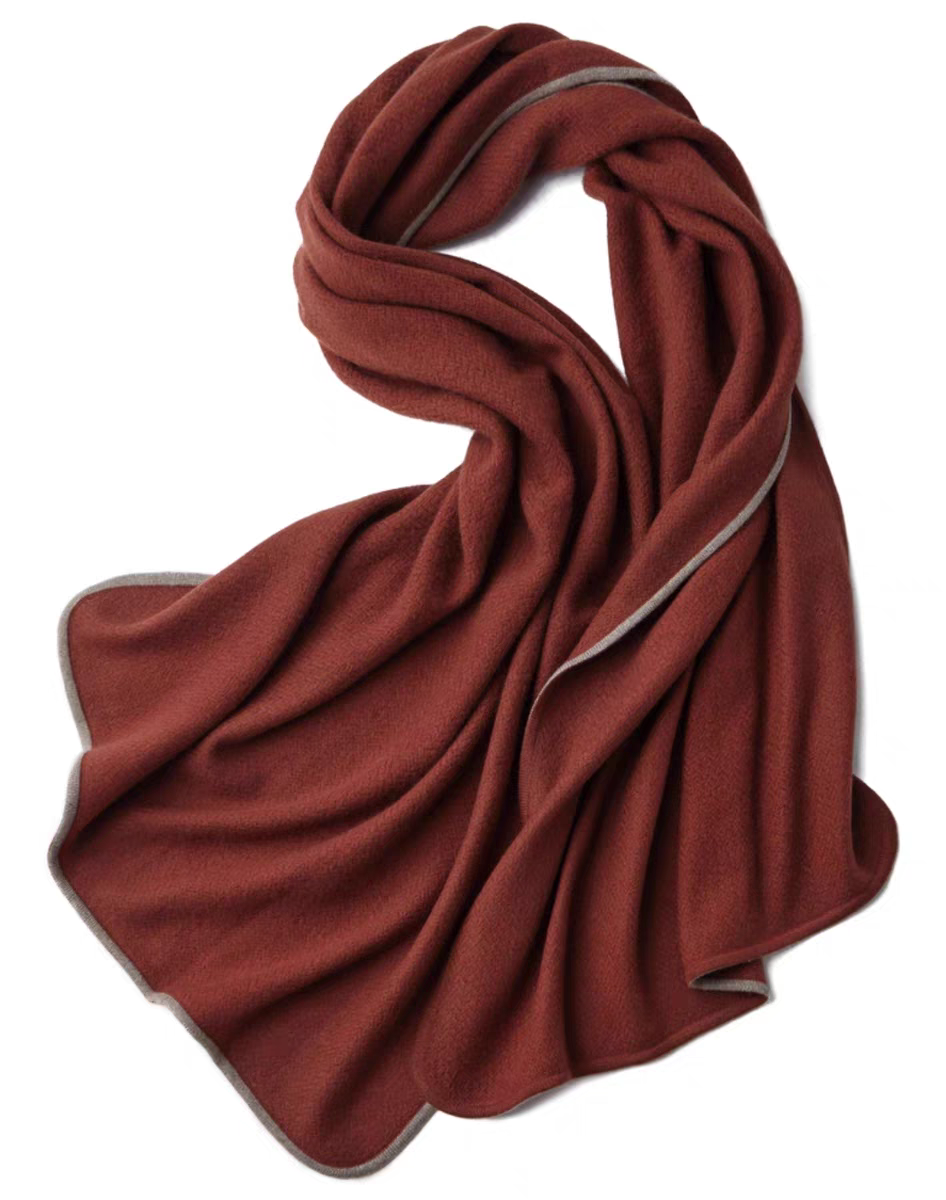 秋冬重磅意大利参赛级100%山羊绒梭织提花加厚围巾纯色百搭披肩