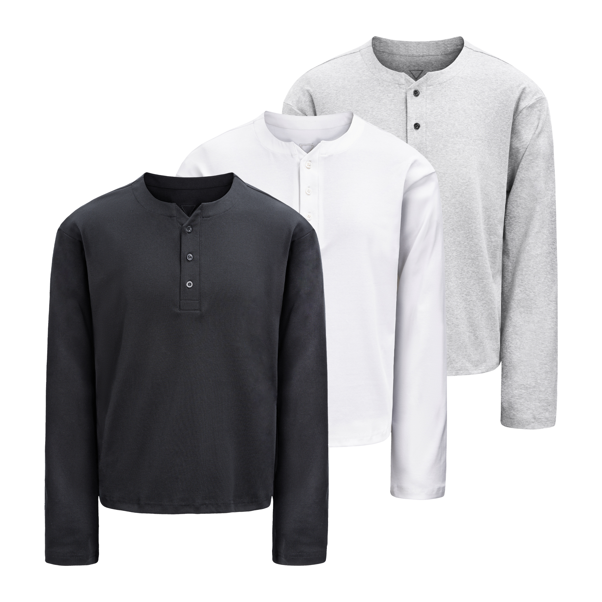 Casoulty Triangle Henley Shirt/三角亨利衫Poshfit短宽高弹长袖