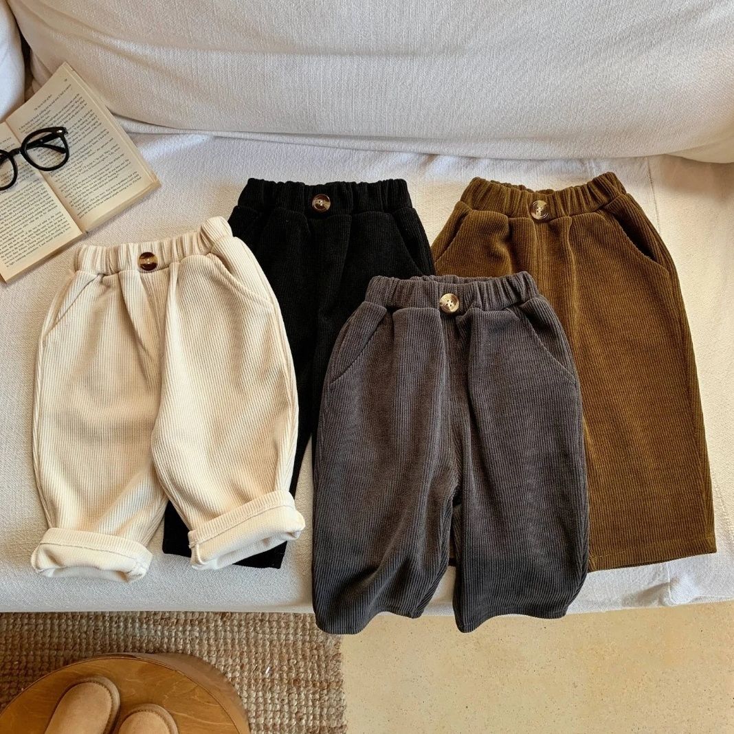 【花若烟】森系文艺潮宝穿搭秋冬儿童韩版欧绵绒裤子不起球不勾丝