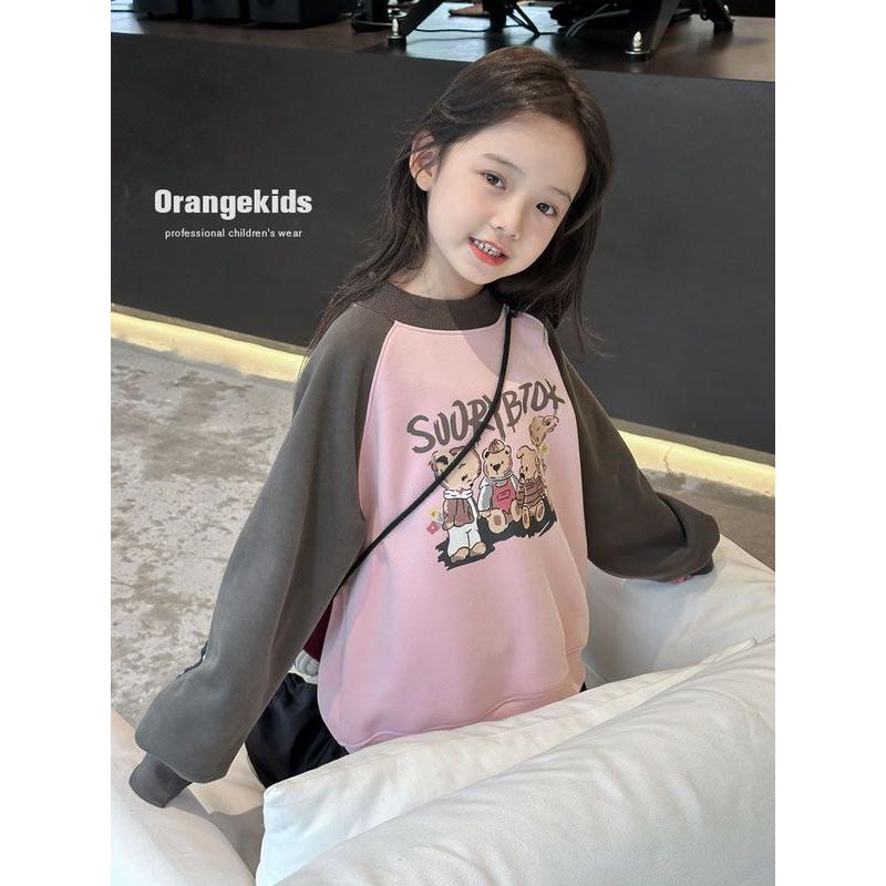 【花若烟】女童加绒卫衣2023冬季新款儿童卫衣韩版休闲印花男女童